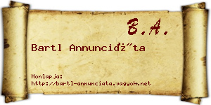 Bartl Annunciáta névjegykártya
